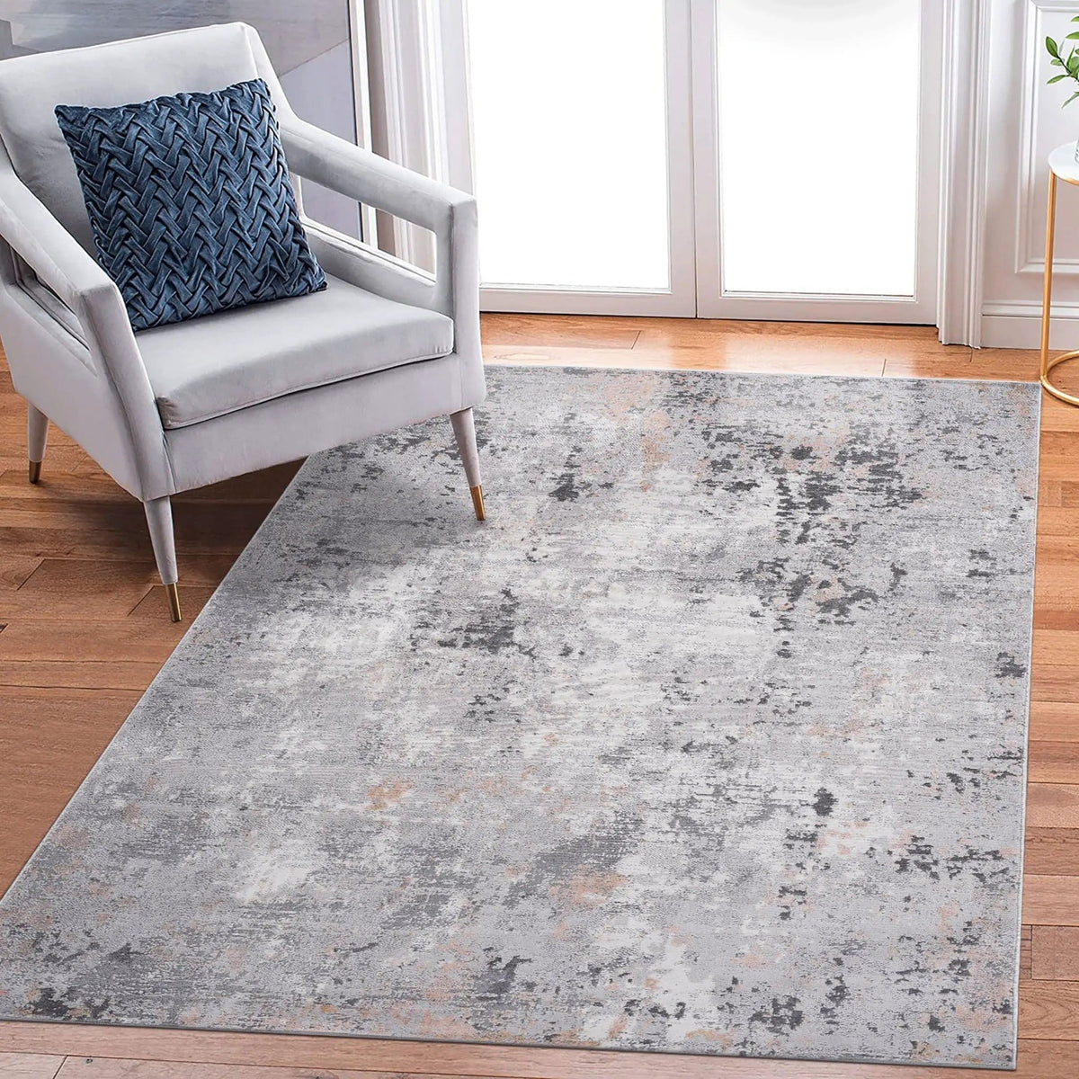 Marfi 6' X 9' Abstract Area Rug | 108 x 79 x 0.35 in | Polyester & Cotton | Gray Multi