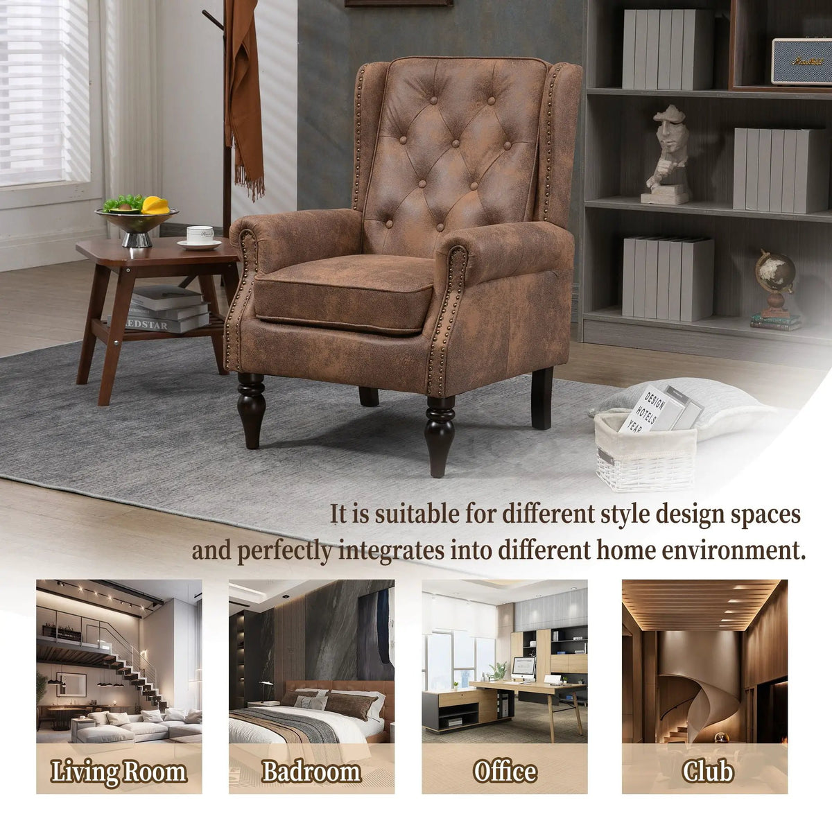 Modern Accent Armchair | Rubber Wood Legs | High Resilience Foam