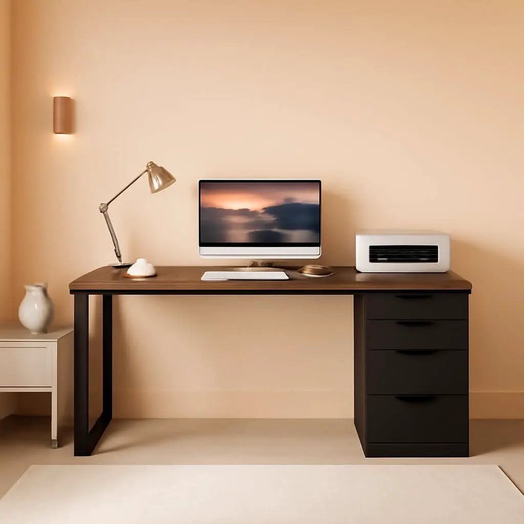 Industrial Rustic Brown Forty Seven Inch Computer Desk Storage from PriceLows™