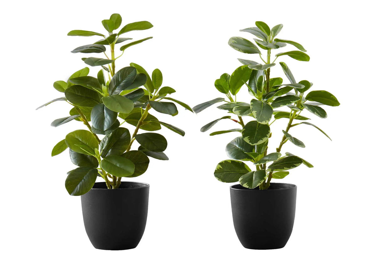 14 Inch Artificial Ficus Plant | Set Of 2 | 56 Adjustable Leaves | Indoor Faux Plant