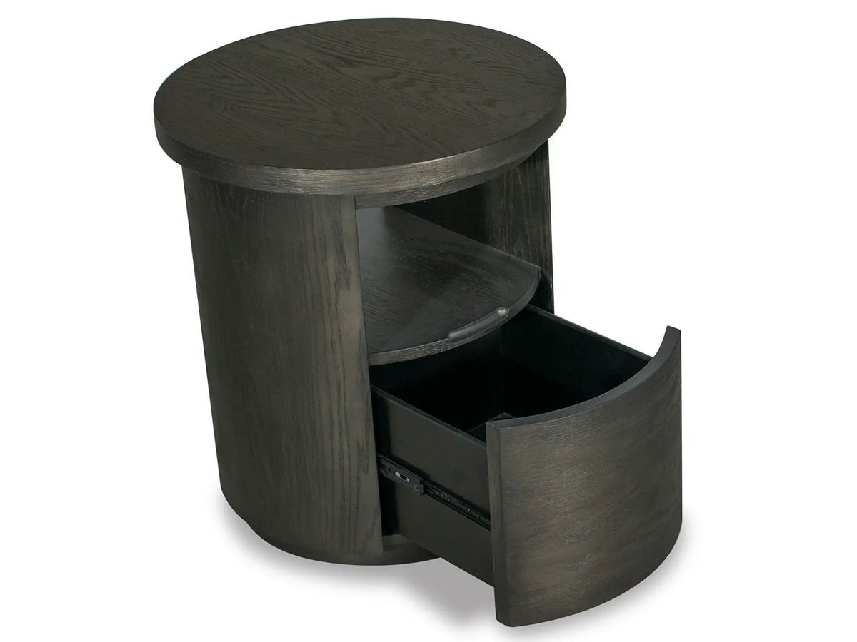 Bosley Round End Table | Coffee Bean Finish | Oak Veneer And Bentwood | 22 Inch Diameter