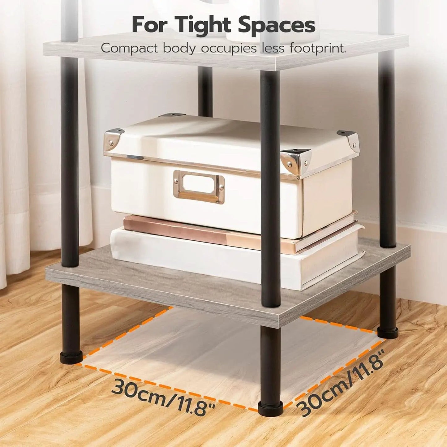 5 Tier Corner Shelf Stand Greige and Black No Tool Assembly from PriceLows™
