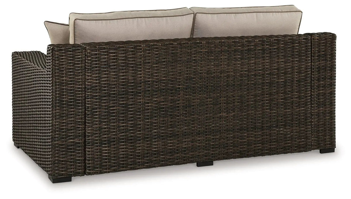 Coastline Bay Loveseat With Cushion | 71 x 36 x 36 in | Polyester & Fabric | Brown
