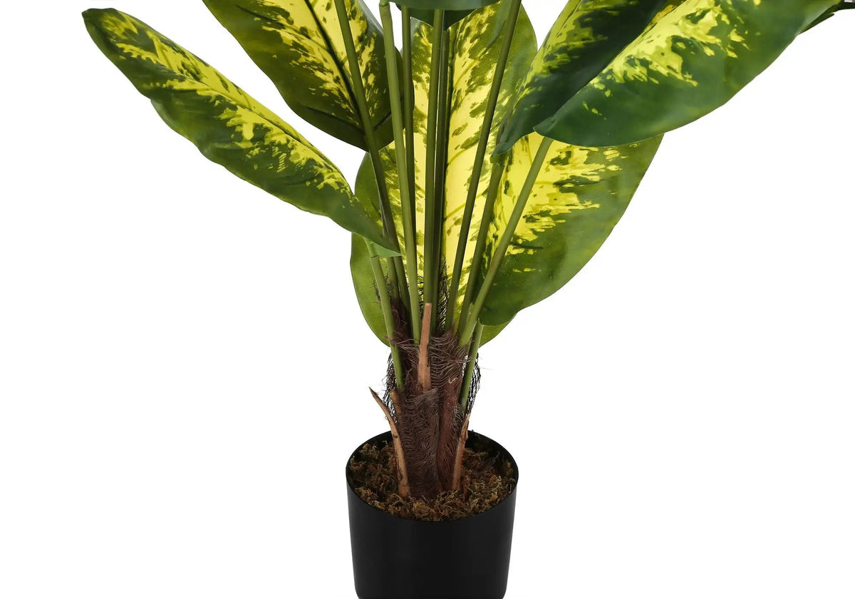47 Inch Artificial Evergreen Tree | 12 Variegated Real Touch Leaves | Indoor Faux Floor Plant | Potted