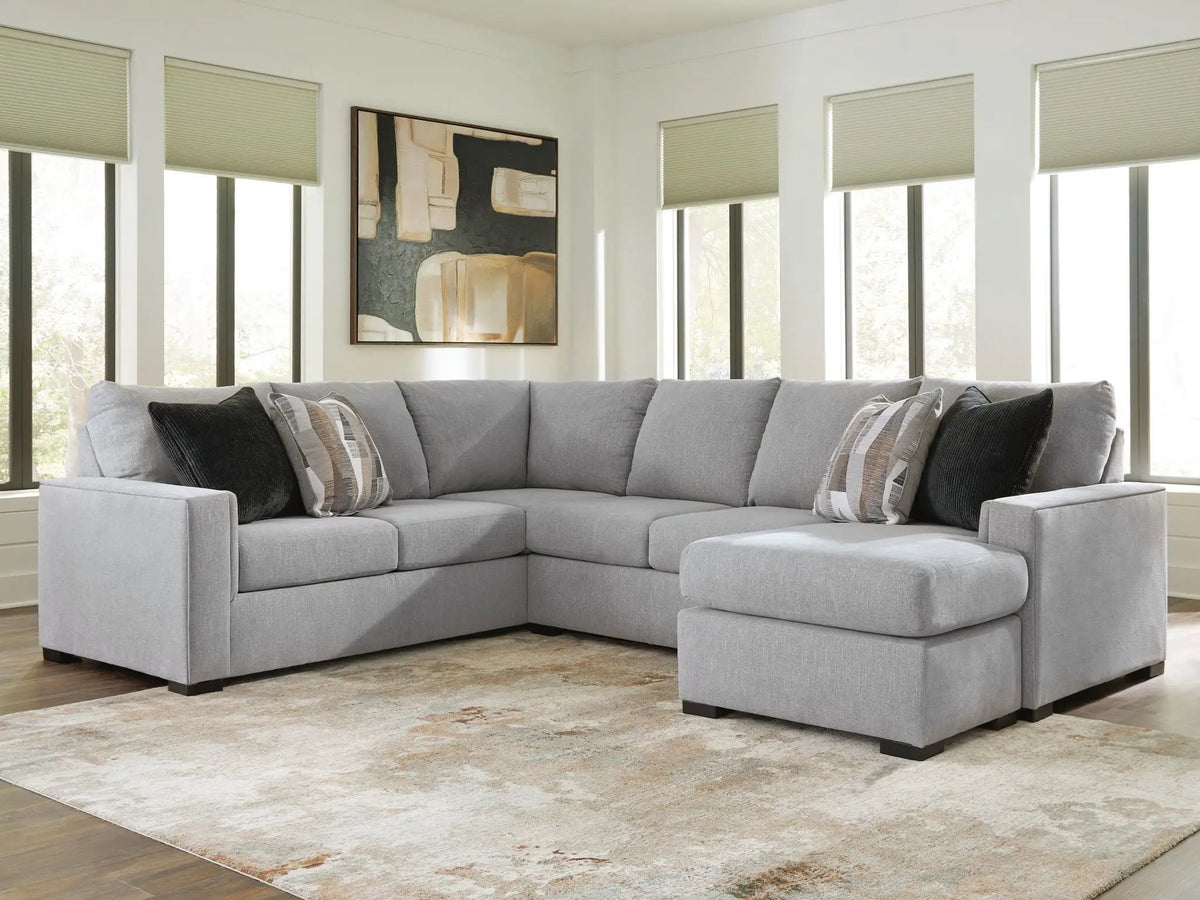 Sectional Sofa | 2 Piece Set | Satin Weave Fabric | Reversible Chaise