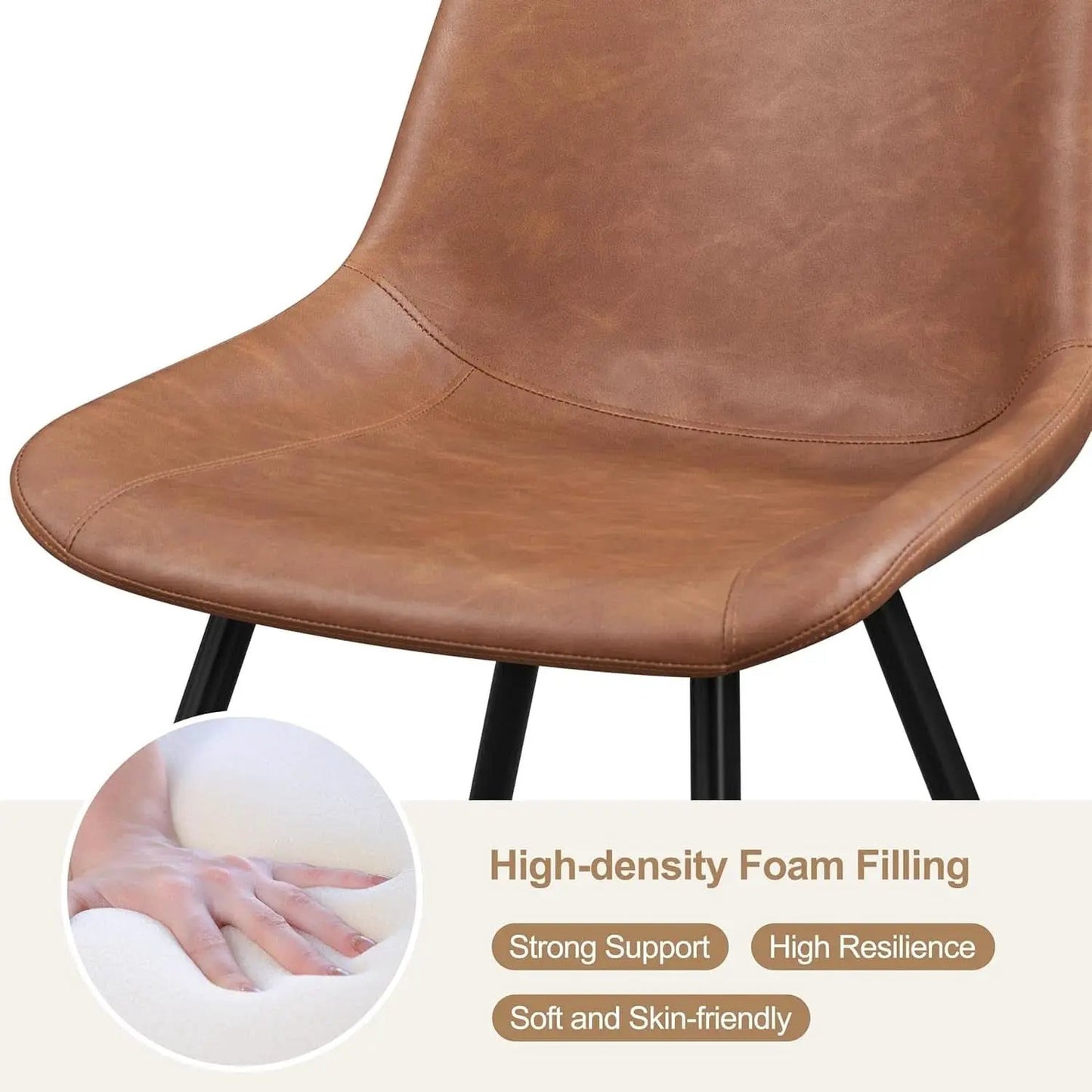 Dining Chairs Set Of 2 Brown Upholstered Faux Leather from PriceLows™