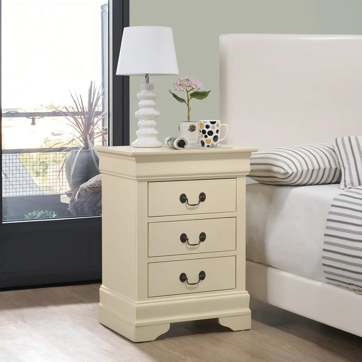 Louis Phillipe Nightstand | Traditional Wood Design | English Dovetailed Drawers | Metal Center Guides
