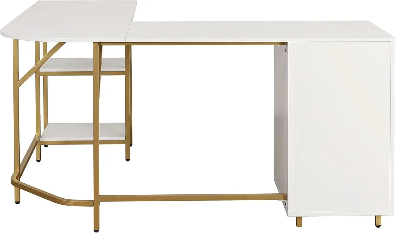 L Shaped Corner Desk Two Tone With Drawers And Shelves For Home Office from PriceLows™