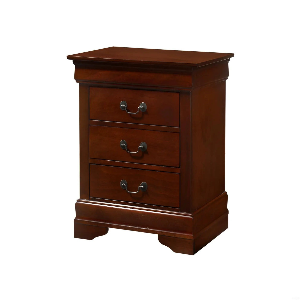 Louis Phillipe Nightstand | Traditional Wood Design | English Dovetailed Drawers | Metal Center Guides