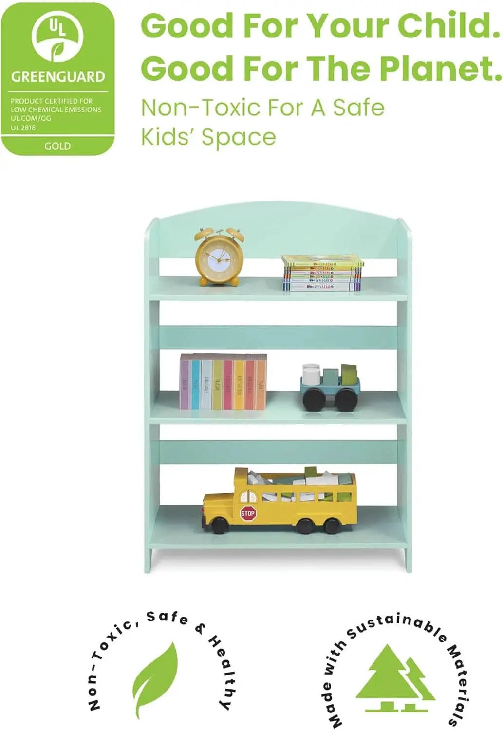 Mysize Bookshelf Mint Greenguard Gold Certified Kids Bookcase from PriceLows™