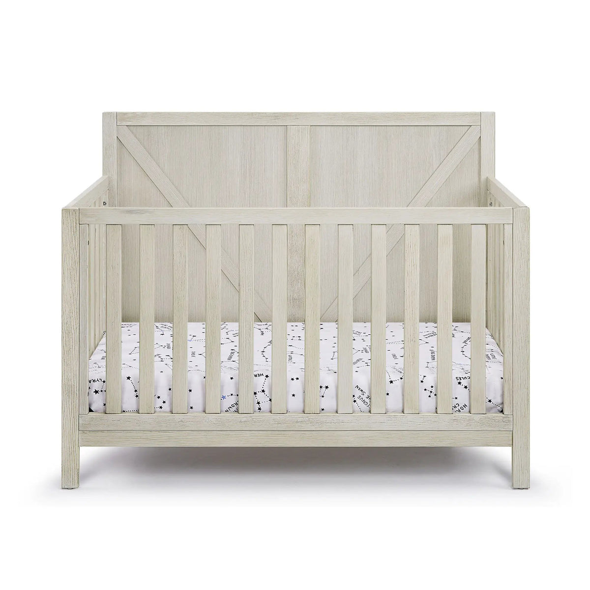 Barnside 4-In-1 Convertible Crib | Vintage Chestnut Finish | Toddler Bed And Full Bed | Adjustable Mattress Heights