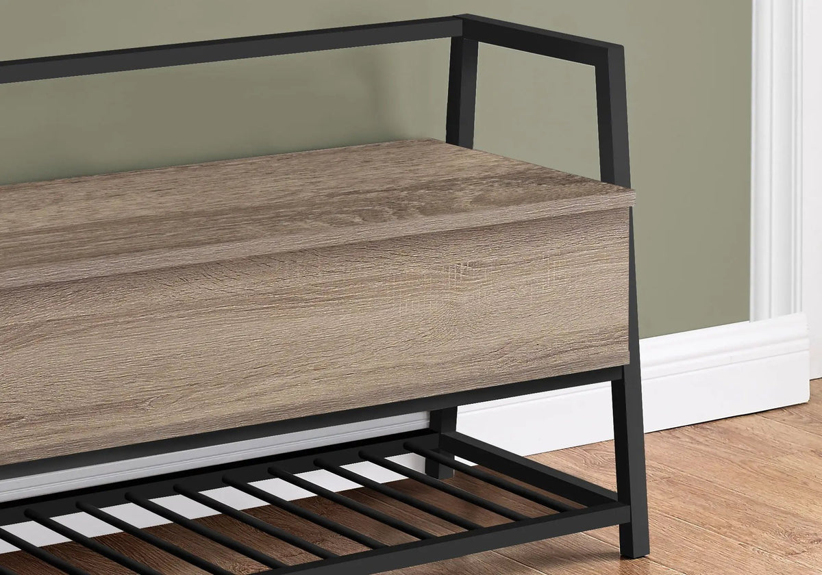 Flip-Top Storage Bench | Shoe Rack Combination | Contemporary Wood-Look Finish | 42 Inch Length