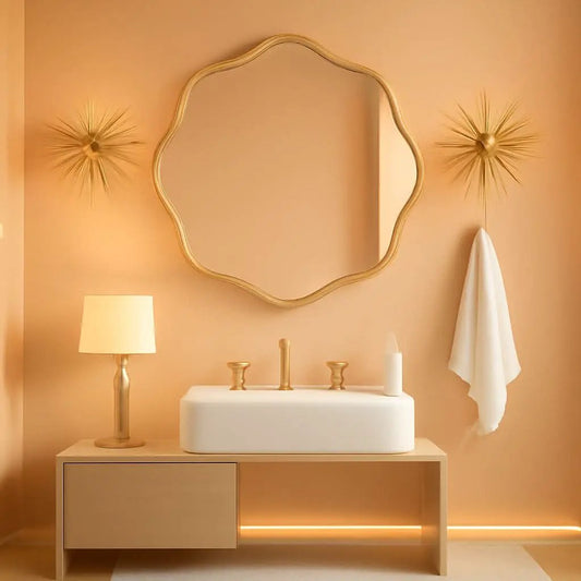 Gold Round Wall Mirror 20 Inch Decorative Home Accent from PriceLows™