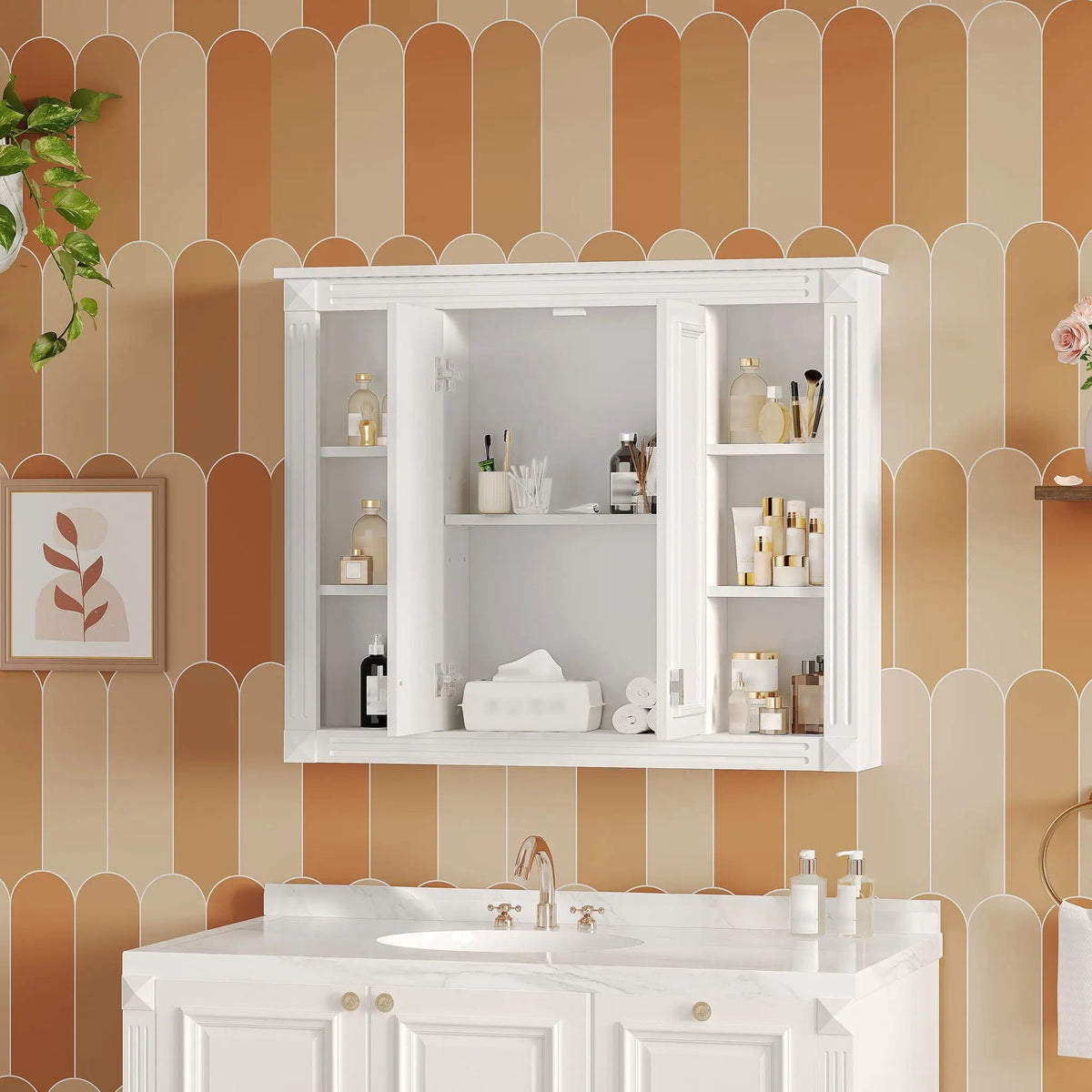 Wall Mounted Medicine Cabinet | Soft Closing Hinges | Adjustable Shelf | White