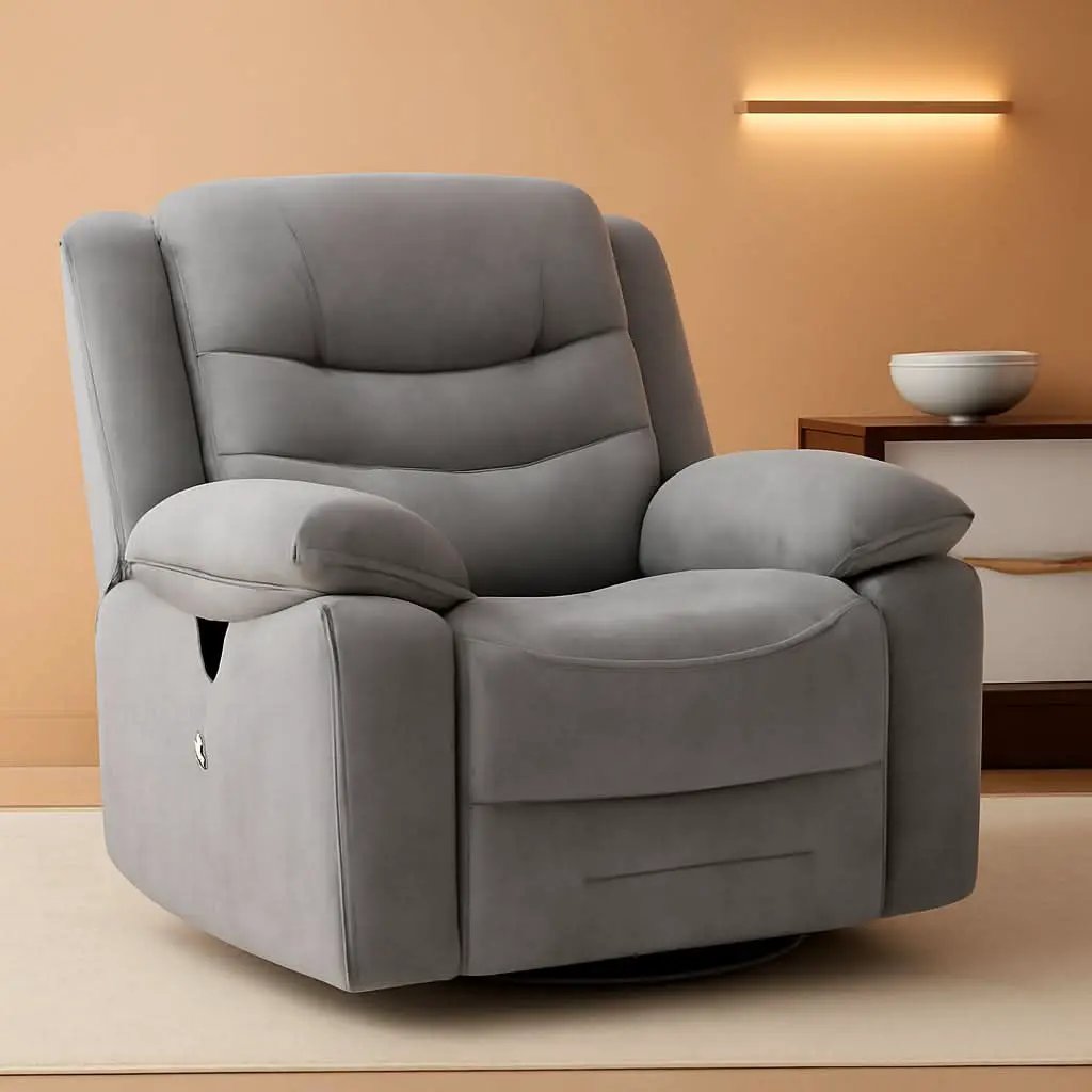 Grey Swivel Recliner With Massage And Heat Therapy from PriceLows™