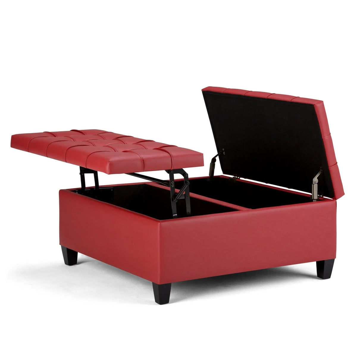 Coffee Table Storage Ottoman | Lift Top Hinge | Solid Wood Base | Large Square