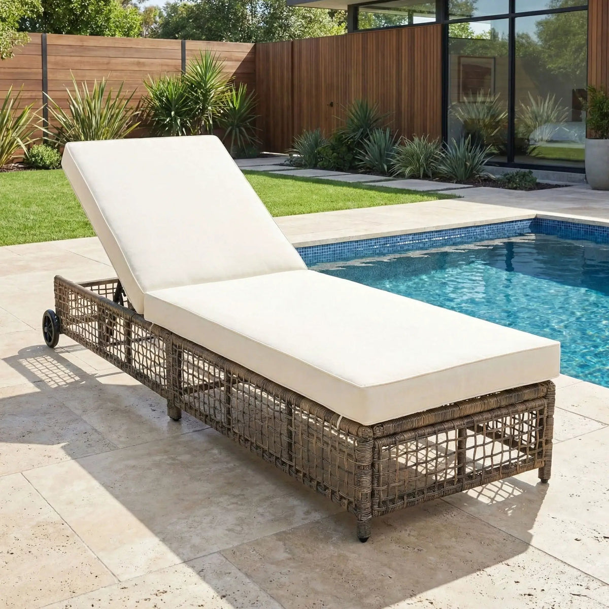 Outdoor Lounge Chair | 5 Position Reclining | Portable Wheels