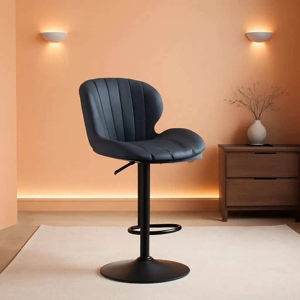 Black Adjustable Faux Leather Swivel Bar Stool Set Of Four from PriceLows™