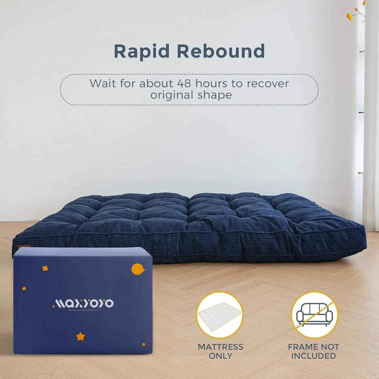 6-Inch Full-Size Futon Mattress Navy Tufted Shredded Foam from PriceLows™