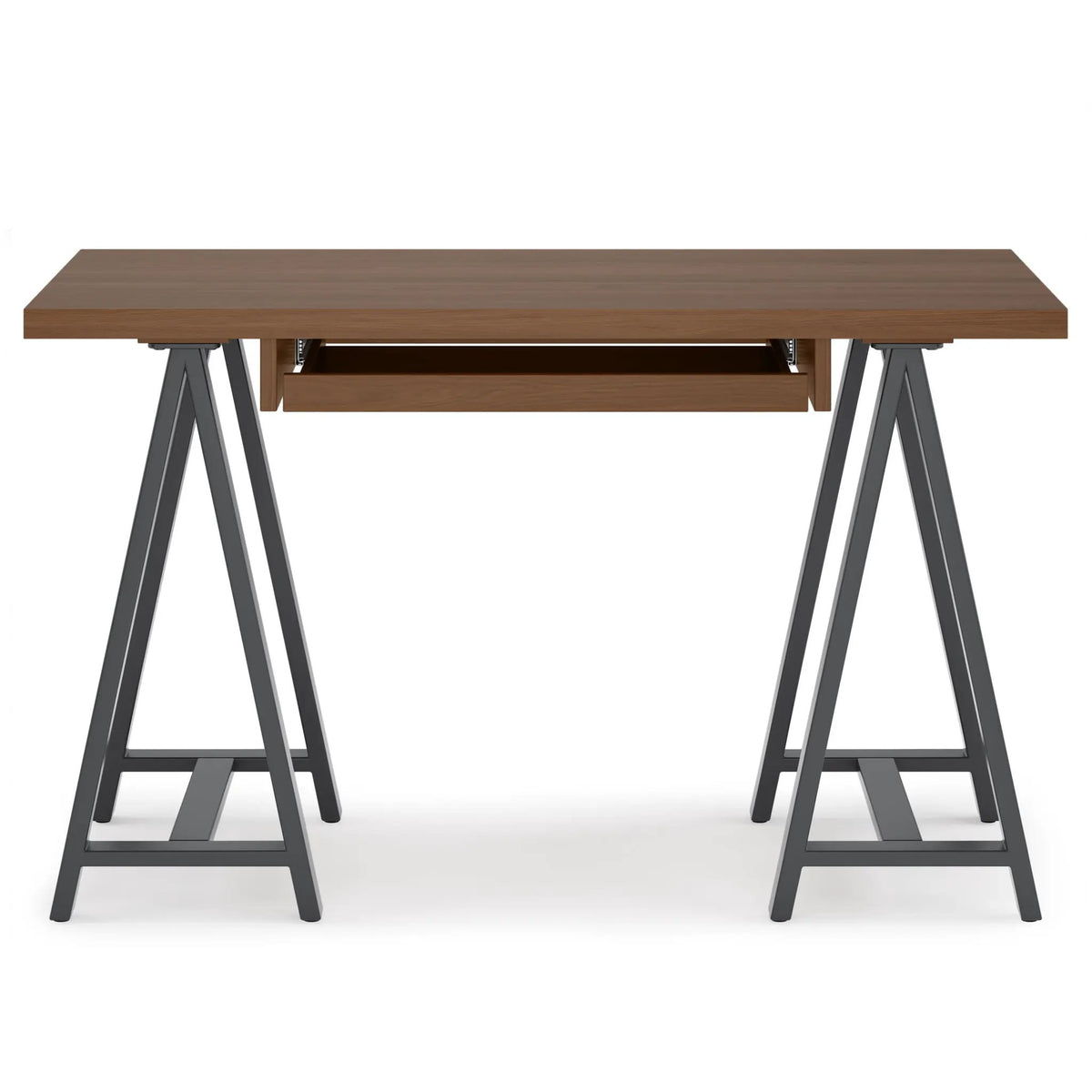 Sawhorse Handcrafted Solid Desk | Walnut Veneer And Solid Wood | Extra Thick Tabletop | 60 Inch Length