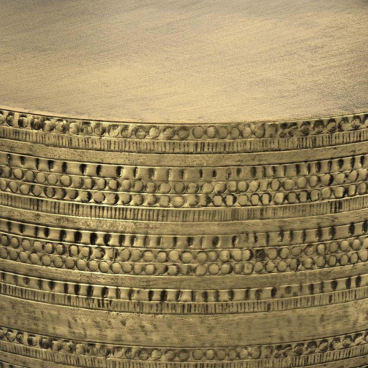 Johnsen Metal Coffee Table | Handcrafted | Large Round Shape | Distinctive Textured Detail