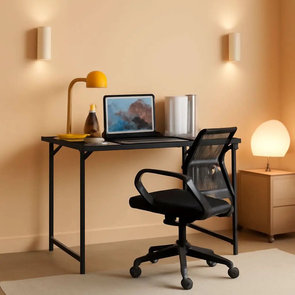 Black 32 Inch Desk And Chair Set For Home Office Use from PriceLows™