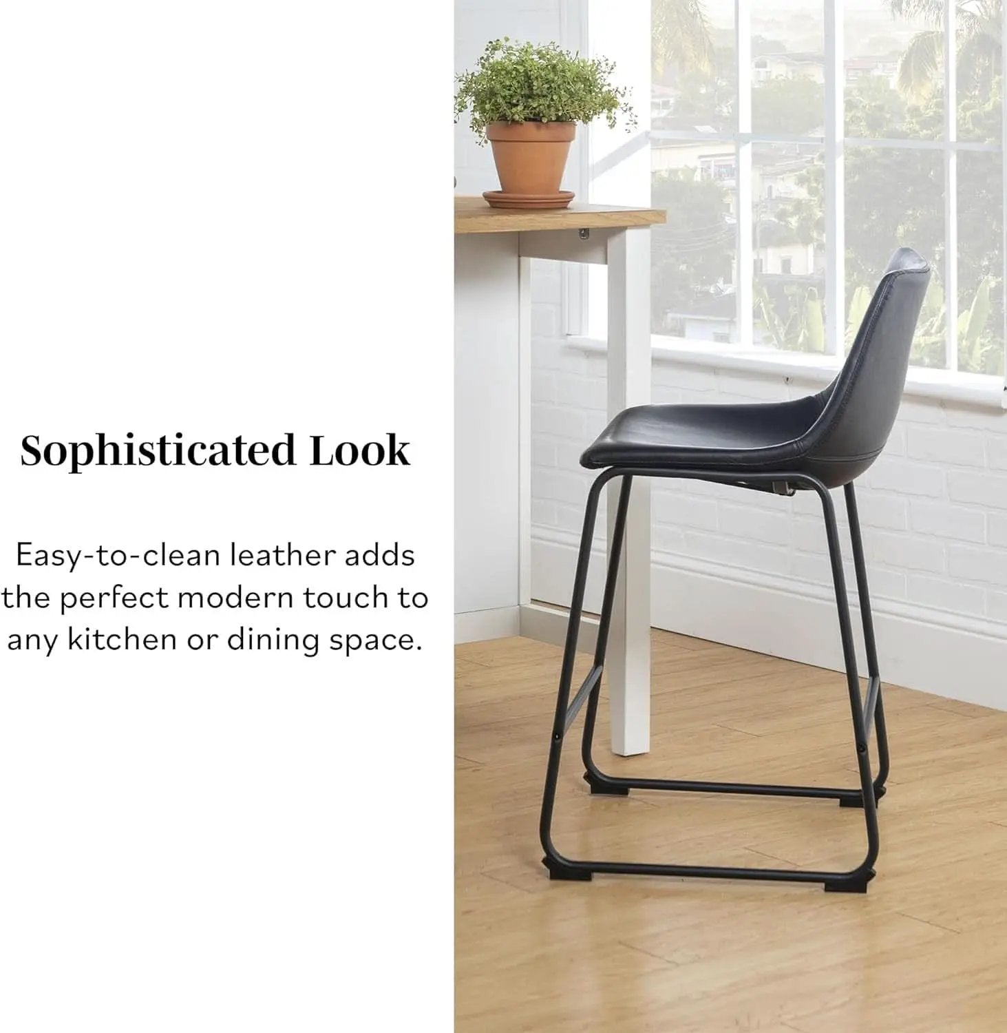 Set Of 2 Faux Leather Counter Height Stools For Kitchen from PriceLows™