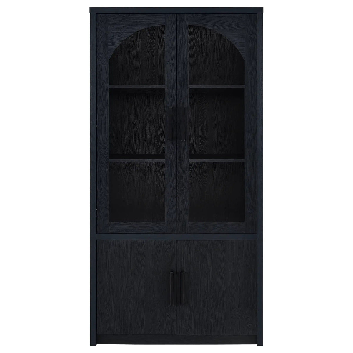 Riva 4-door Tall Accent Display Cabinet LED Lighting | 35.5 x 15.5 x 70.75 in | Glass | Black