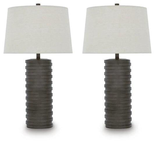 Neilett Poly Table Lamp (Set of 2) | 15.5 x 15.5 x 27.5 in | Fabric | Antique Brown