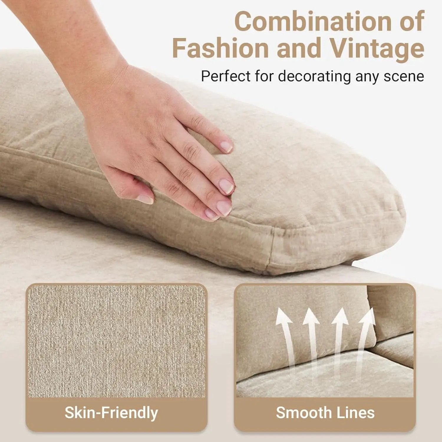 Light Khaki 110 Inch U Shape Sectional Sofa Double Chaise from PriceLows™