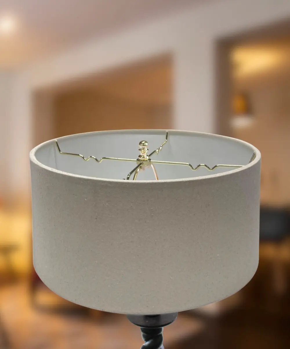 Hardback Drum Lampshade | Textured Oatmeal | Premium Shantung | 14X14X7