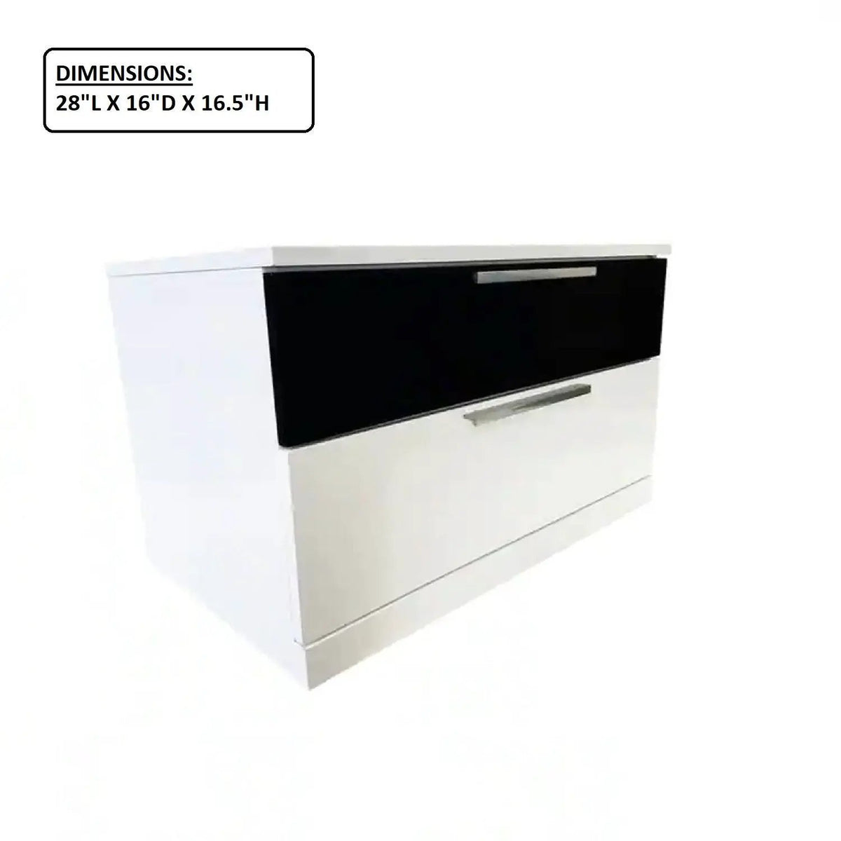 Nightstand | Dual Drawers | High Gloss Finish | White And Black