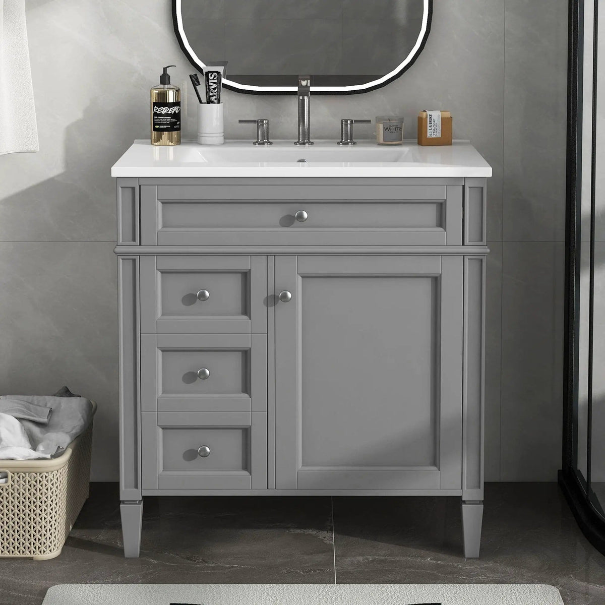 Bathroom Vanity | 3 Drawers | Blue Finish | Tip Out