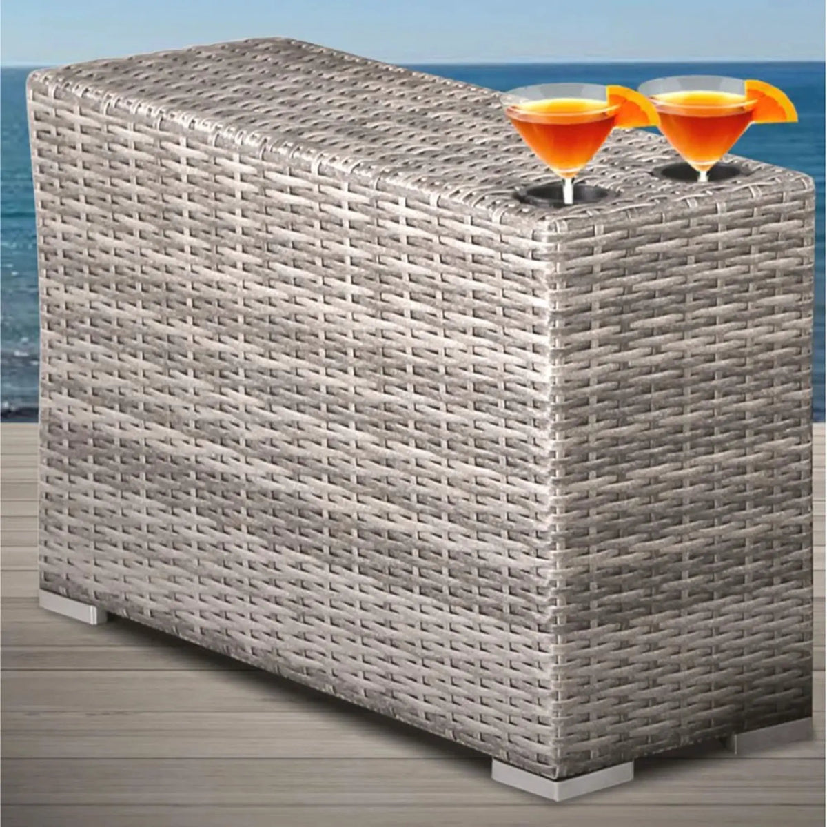 Outdoor Side Table | Slim Rectangular Frame | Powder Coated Finish | Porch And Patio Use