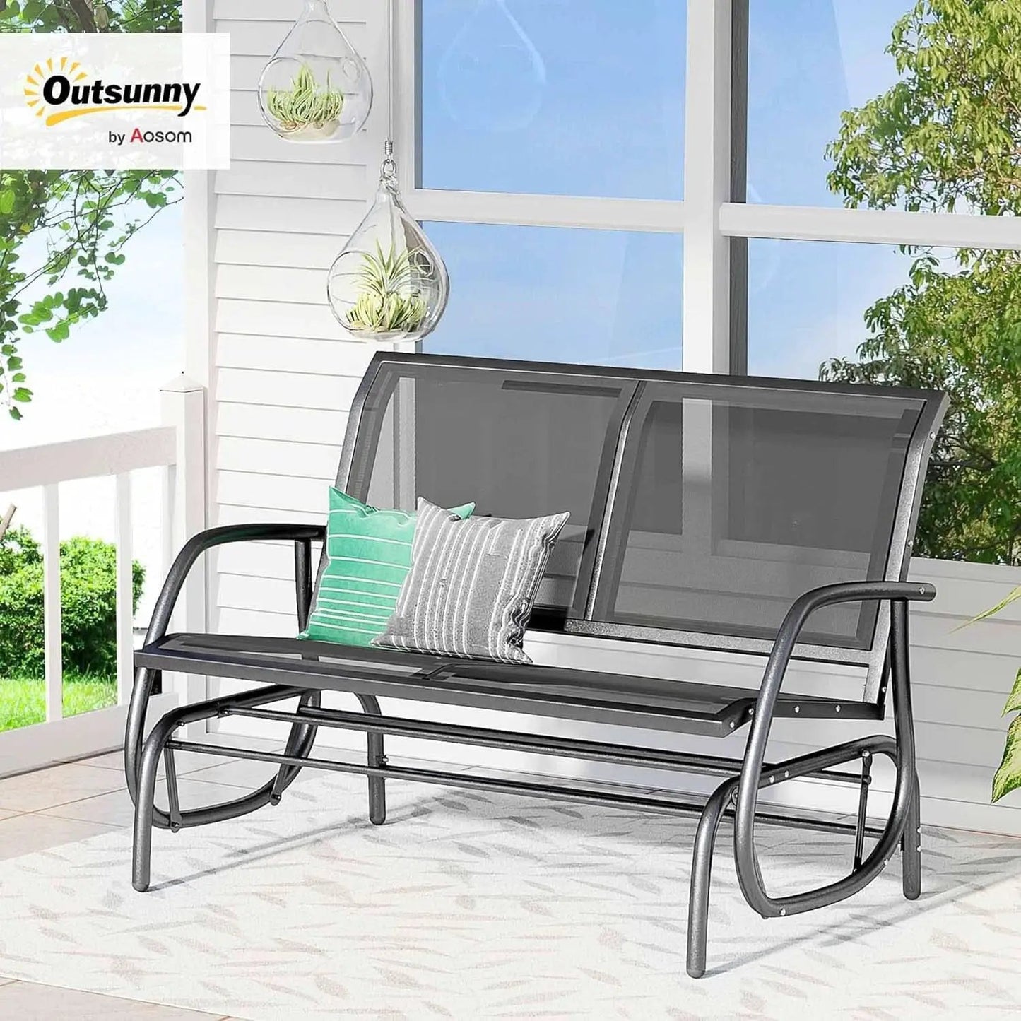 Two Person Outdoor Glider Bench with Steel Frame from PriceLows™