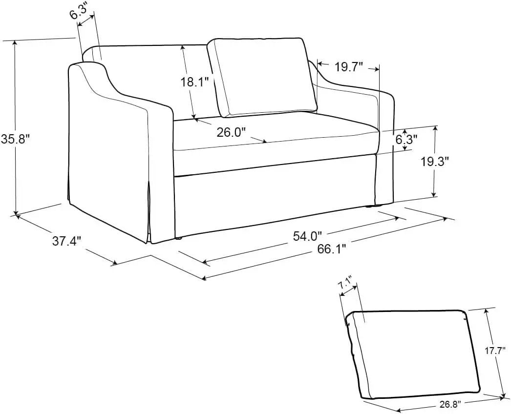 Full Size Slipcovered Convertible Sleeper Sofa Comfortably from PriceLows™