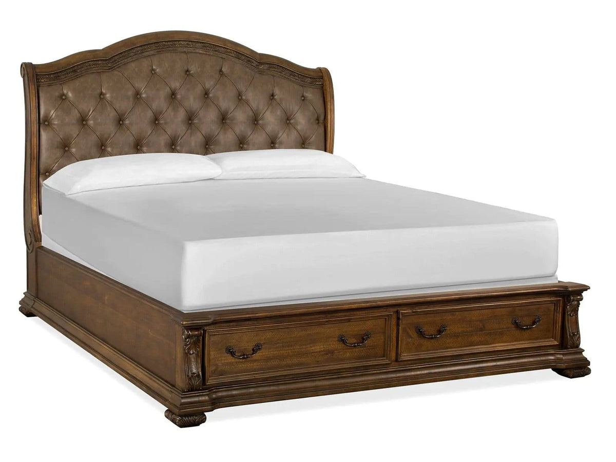 Durango Upholstered Sleigh Storage Bed | 3 Pieces | Brass | Bedroom
