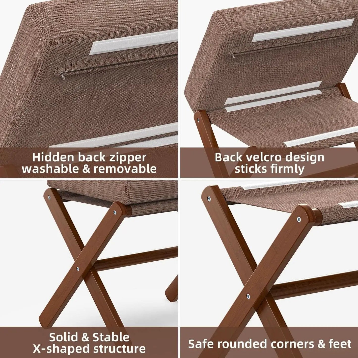 Espresso Brown Foldable Bamboo Footstool Dense Foam from PriceLows™