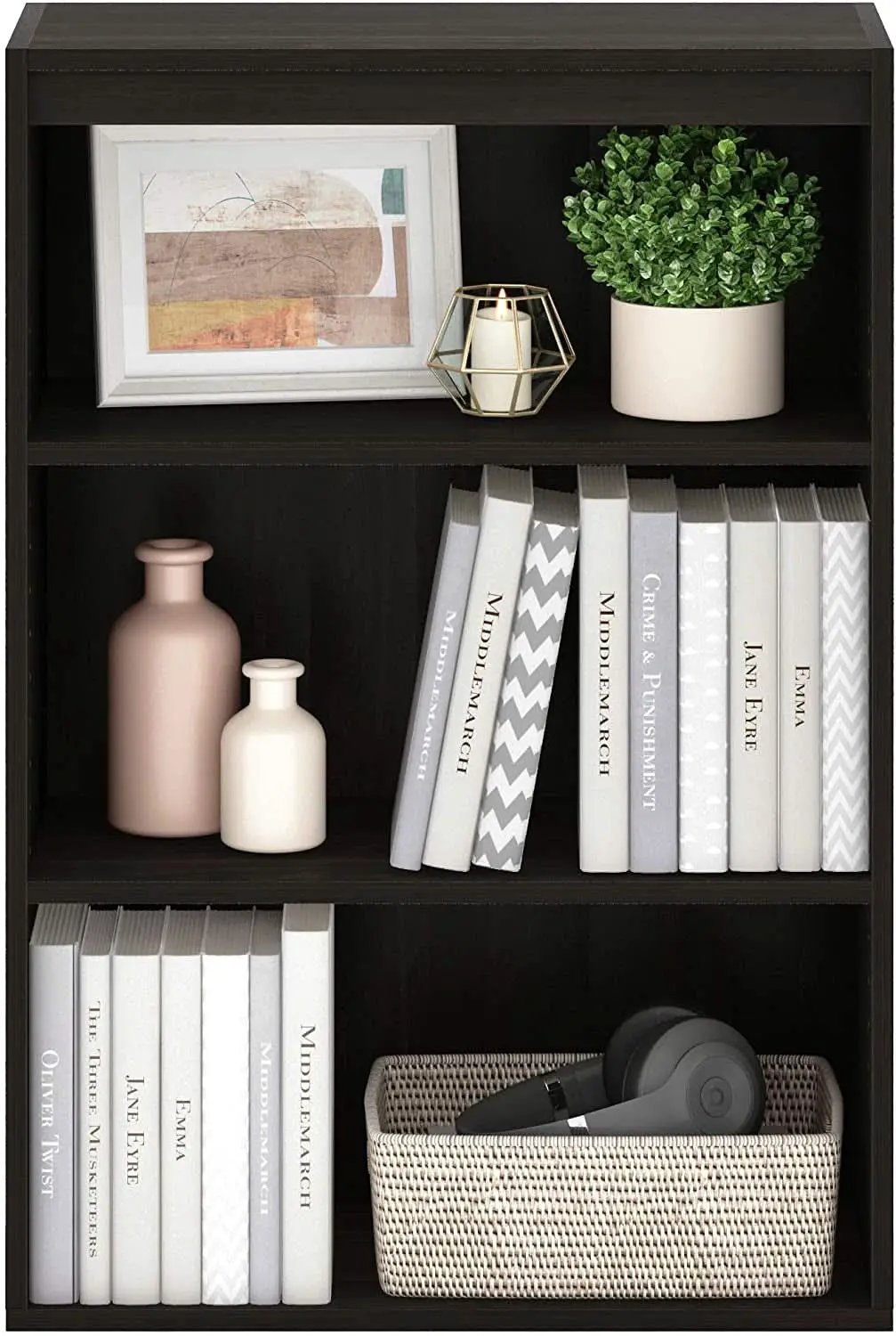 Pasir 3 Tier Open Shelf Bookcase Dark Espresso 31 Inch from PriceLows™
