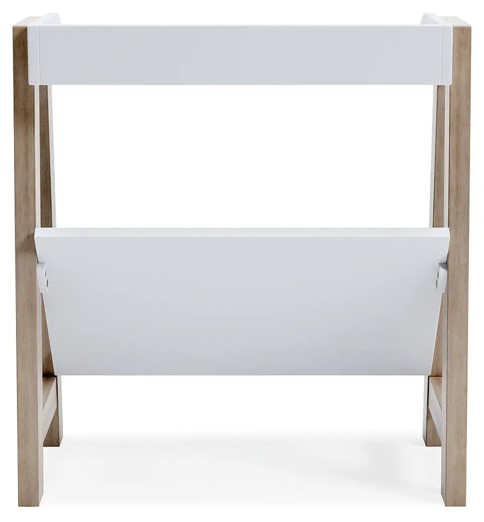 Blariden Small Bookcase | White And Tan | Wood And Engineered Wood | 28.5 Inch Height