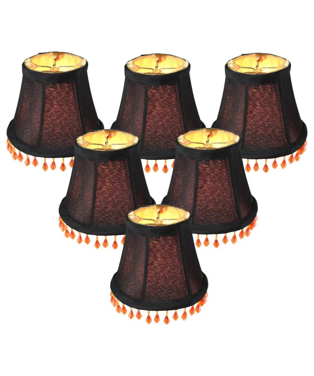 Clip On Lamp Shade | 5 By 4 Inches | Gold Lining | Set Of 6
