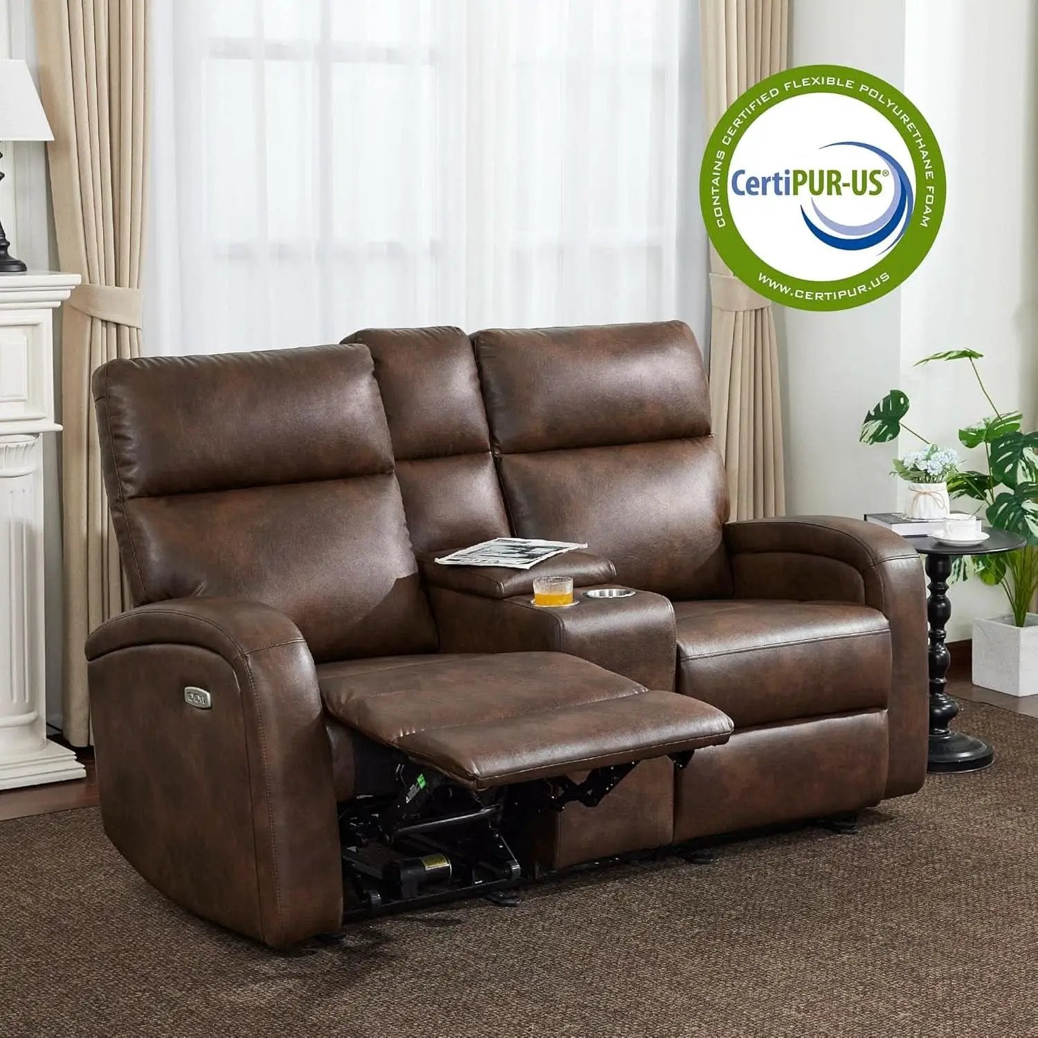 65.7 Inch Dark Brown Zero Wall Power Recliner Loveseat from PriceLows™