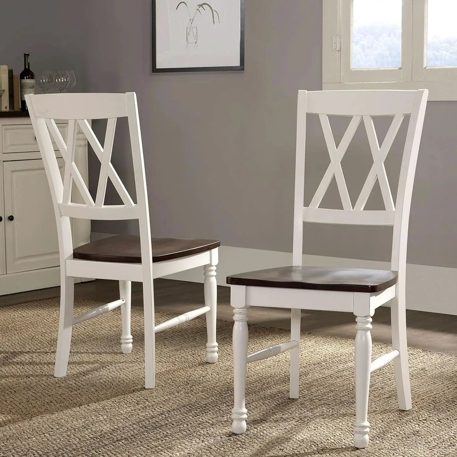 Shelby Distressed White X Back Dining Chairs Set Of 2 from PriceLows™