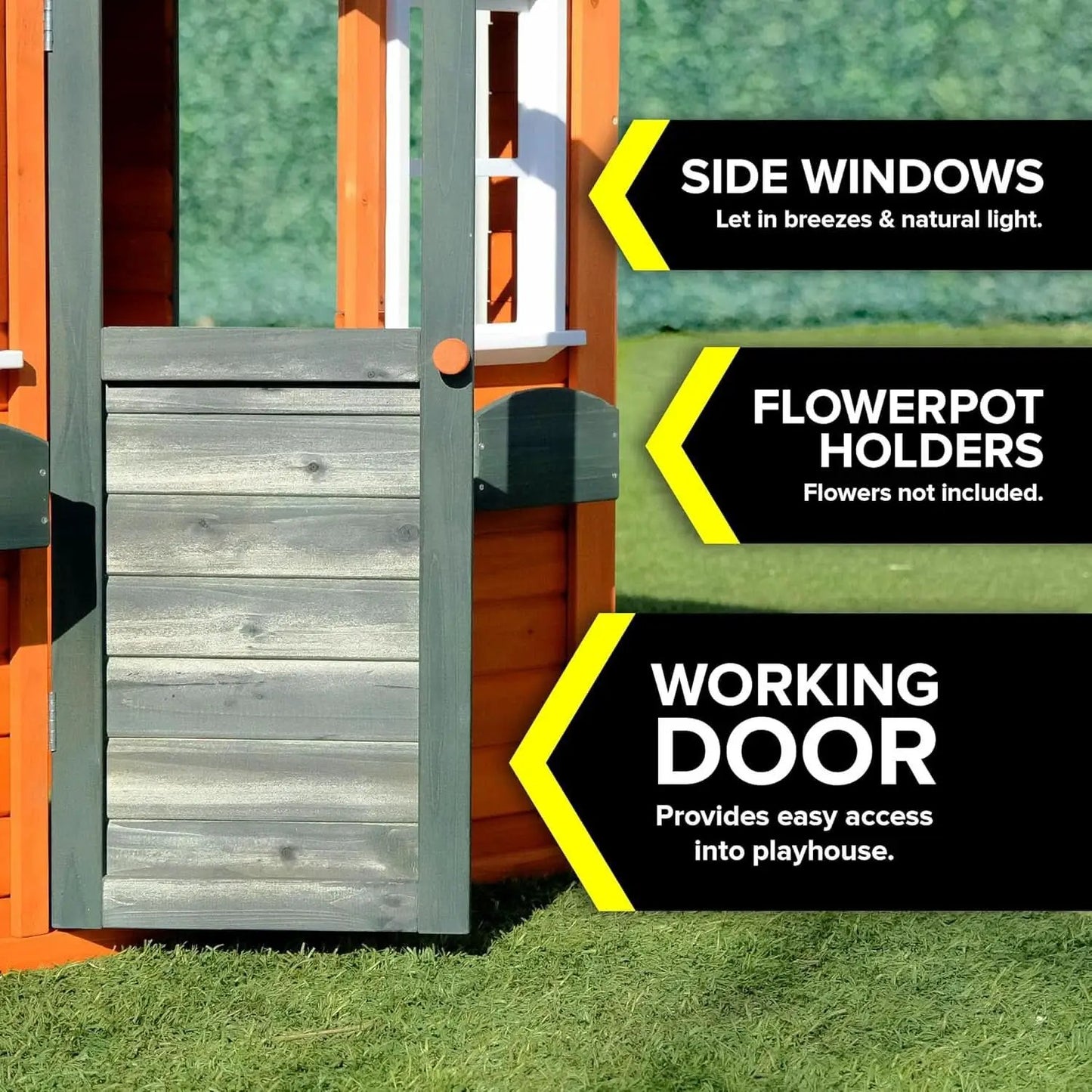 Wooden Playhouse With Open Design And Flower Pot Holders from PriceLows™