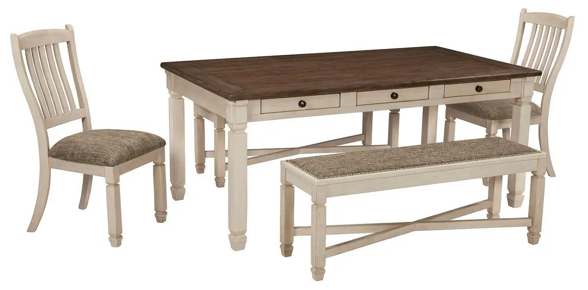Bolanburg Dining Table Set | 5-Piece Rectangular | Two-Tone Oak And Acacia | Antique White