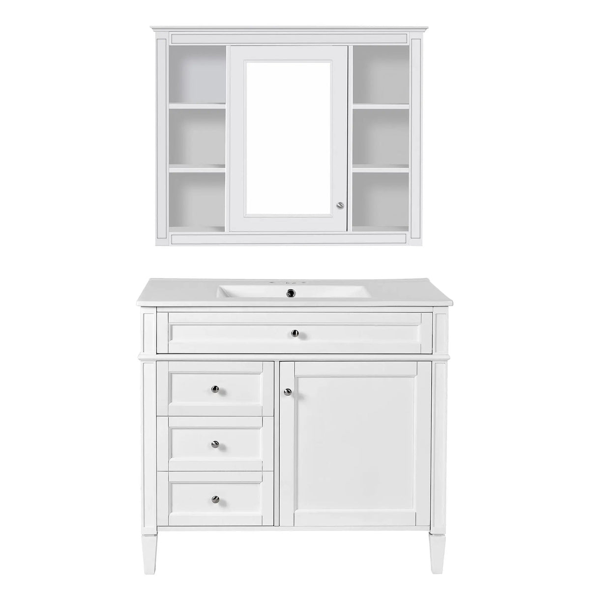 Bathroom Vanity With Mirror Cabinet | Single Sink | Soft Close Doors And Drawers