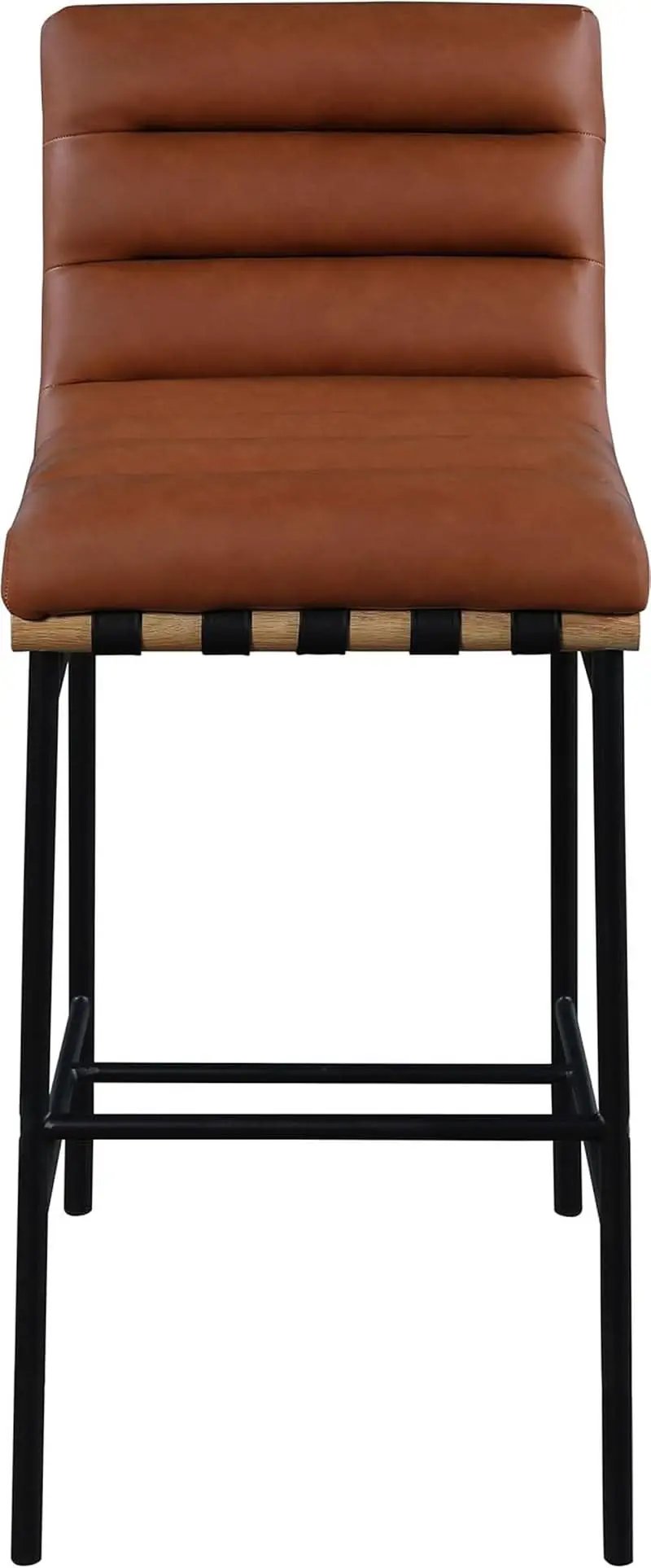 Burke Collection Modern Cognac Vegan Leather Bar Stool Matte Black Frame from PriceLows™
