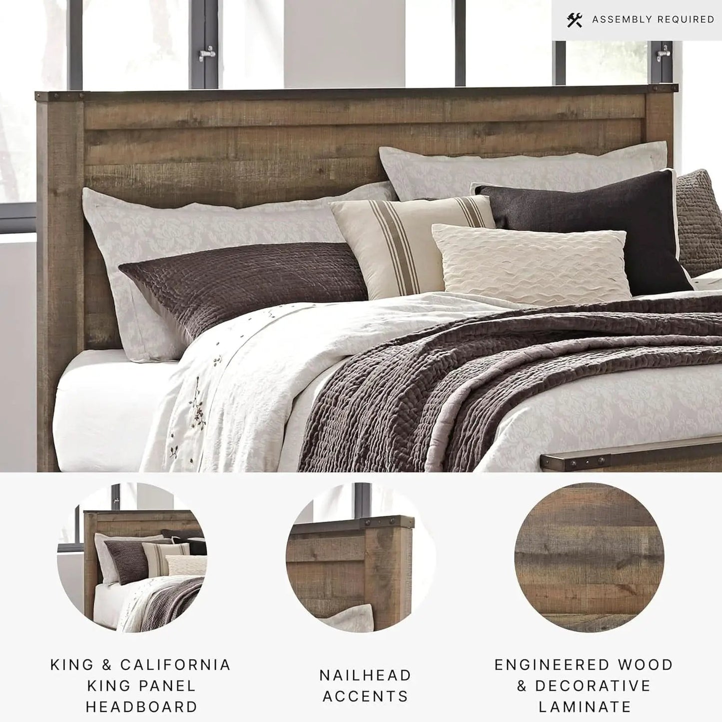 Rustic King Headboard with Charming Plank Details from PriceLows™