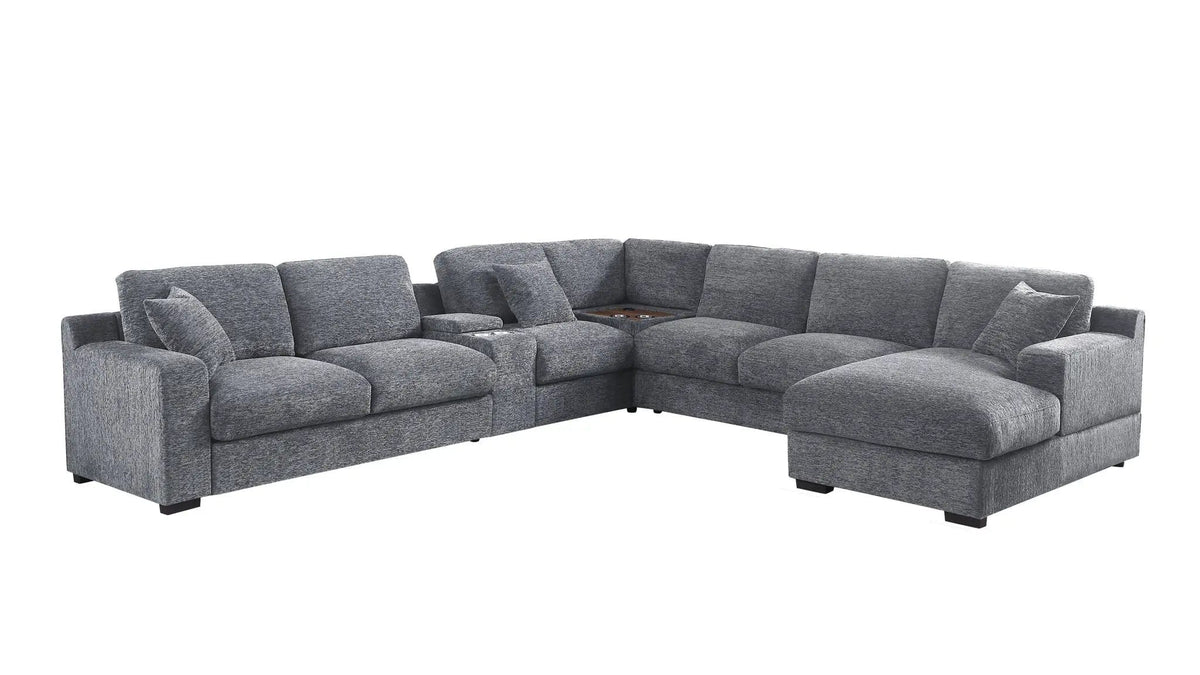 Celine Fabric Corner Sectional Sofa With Right-Facing Chaise, Cupholders, And | 3 Pieces | Fabric | Living Room