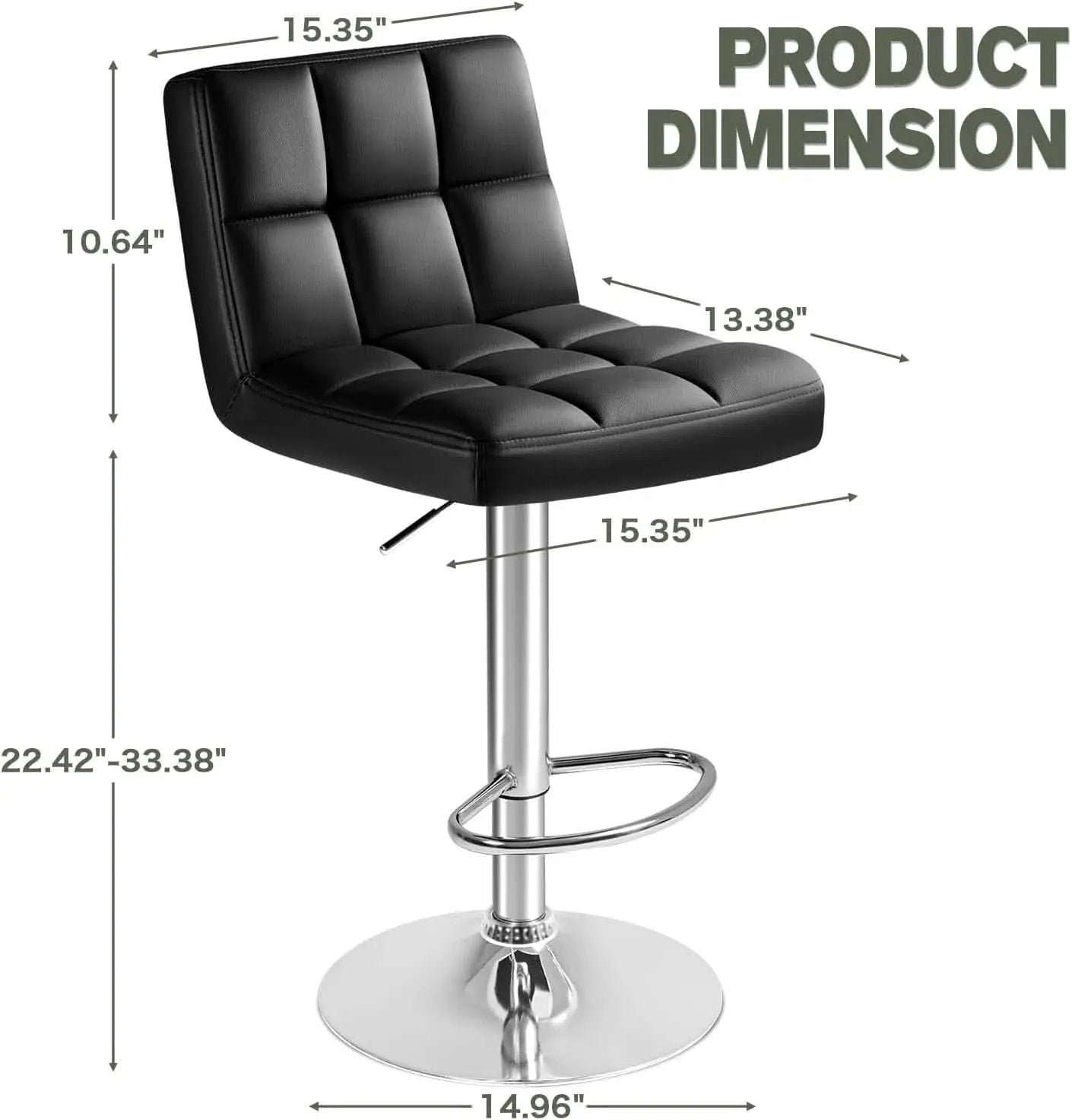 Bar Stools Set Of 2 Black PU Leather Swivel Adjustable Counter Height from PriceLows™